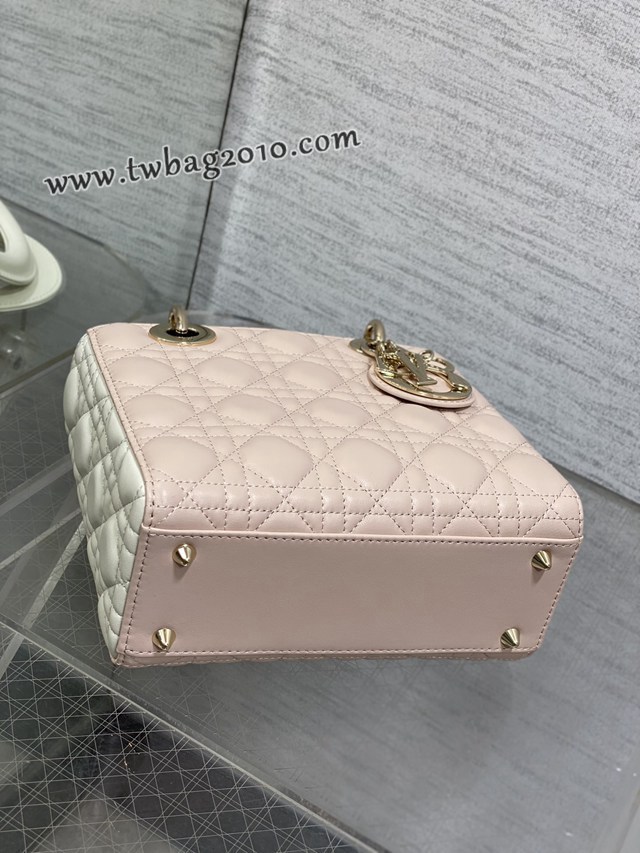 Dior专柜新款迪奥高仿原单胭脂粉拼白Classic Lady四格戴妃包 djfk1745